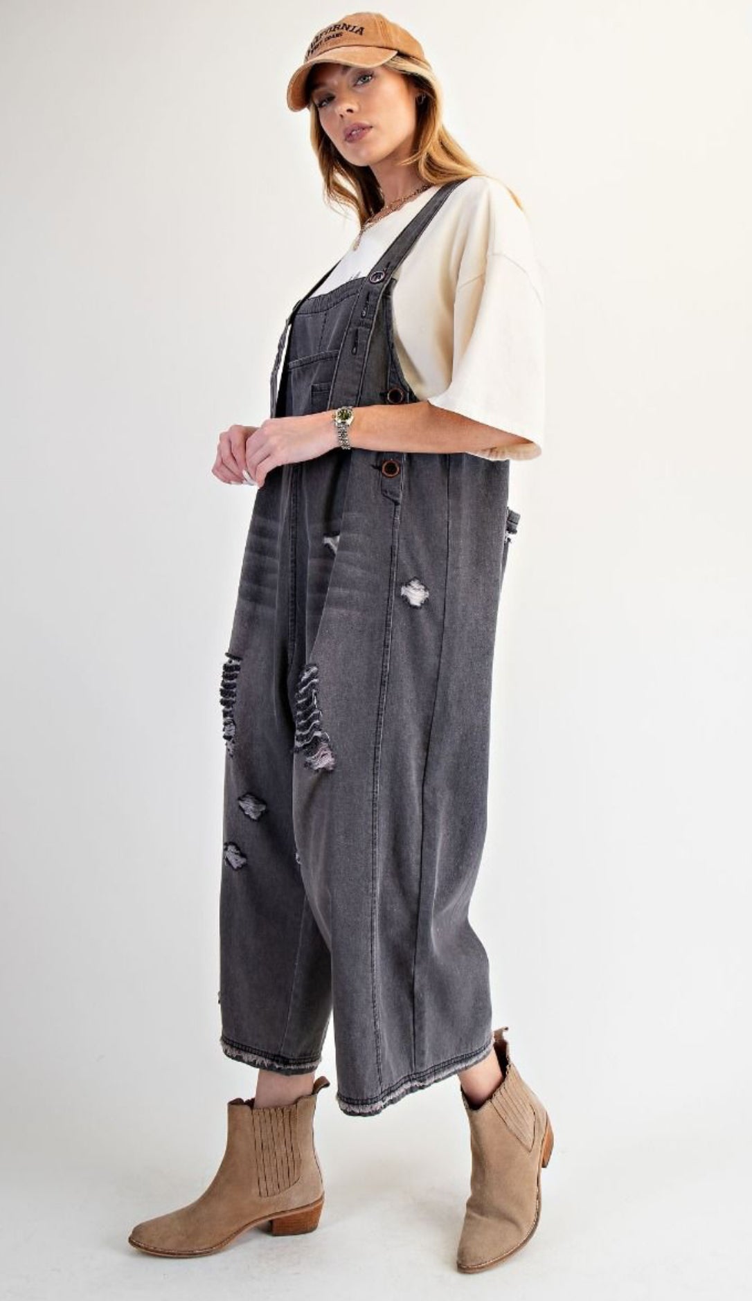 Washed Denim Overalls