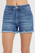 Risen High-rise Fray Hem shorts with tummy control