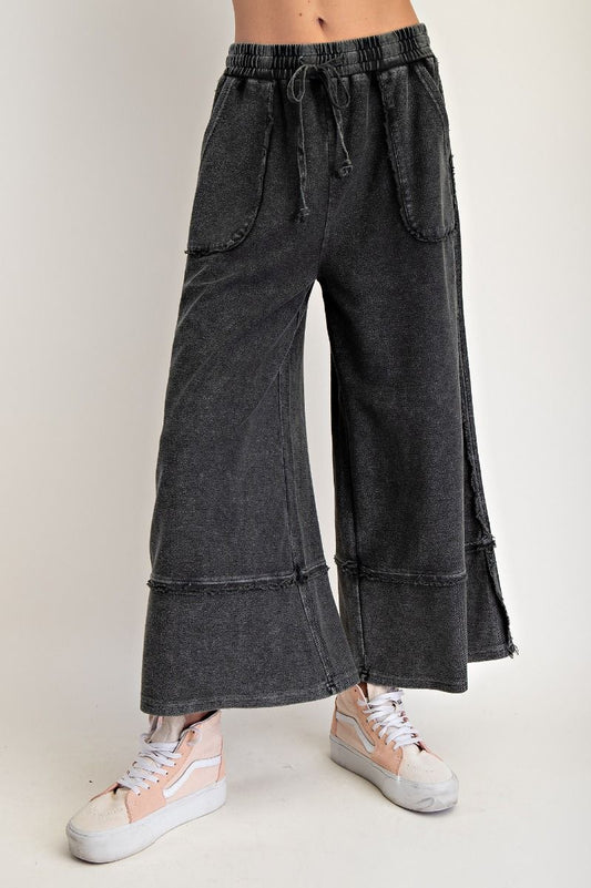 Mineral washed terry knit pants