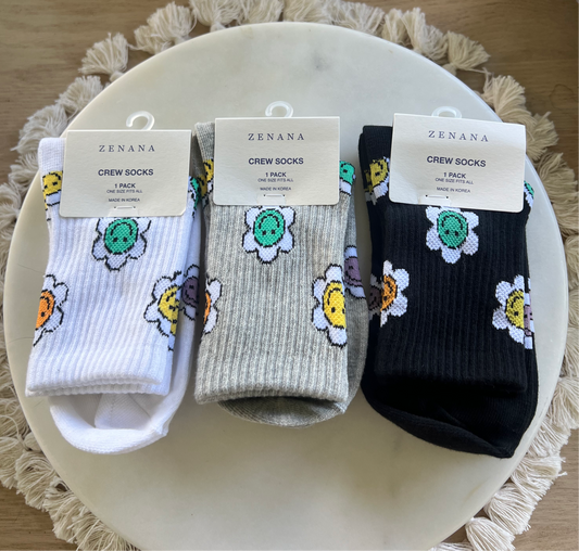 Daisy Smiley Crew Socks