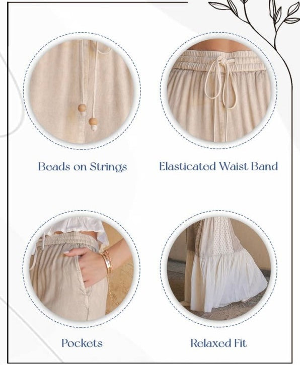 Mixed Pattern Ruffle Pants
