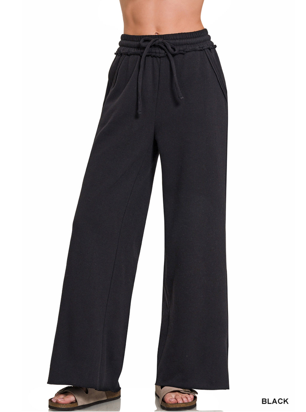 Exposed Seam Wide Leg Sweatpants