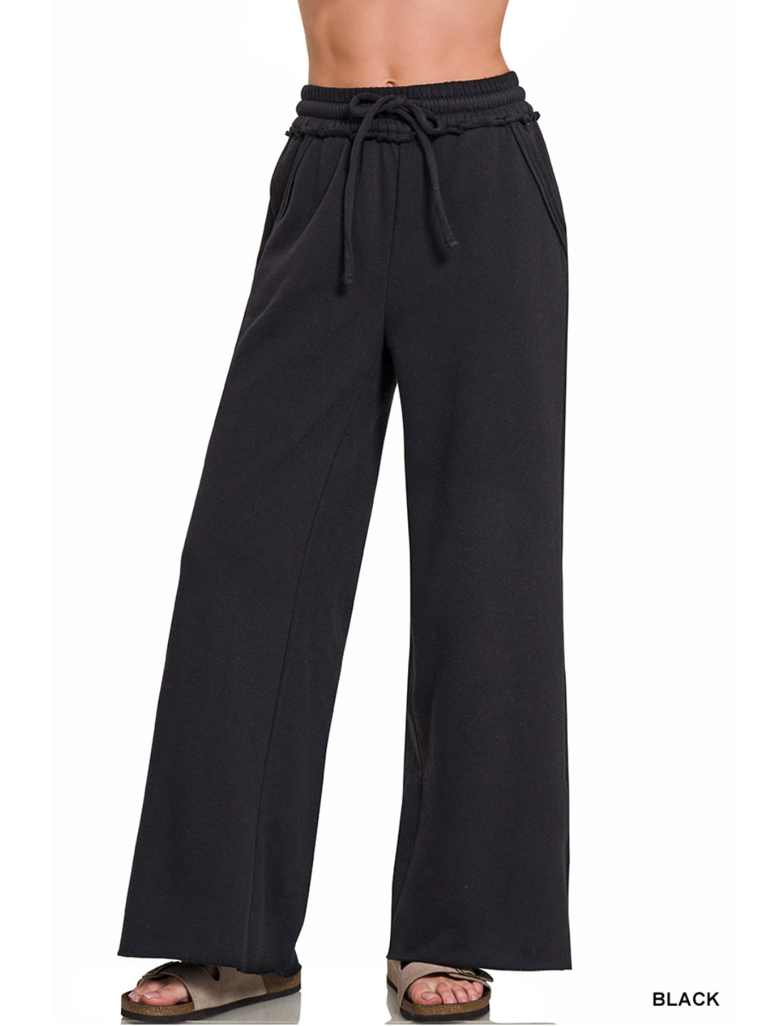 Exposed Seam Wide Leg Sweatpants