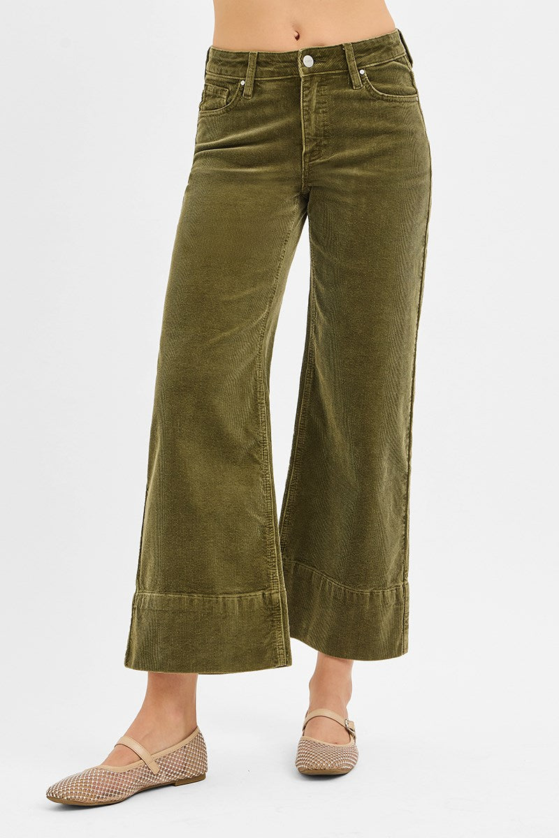 High Rise Crop Corduroy Pants