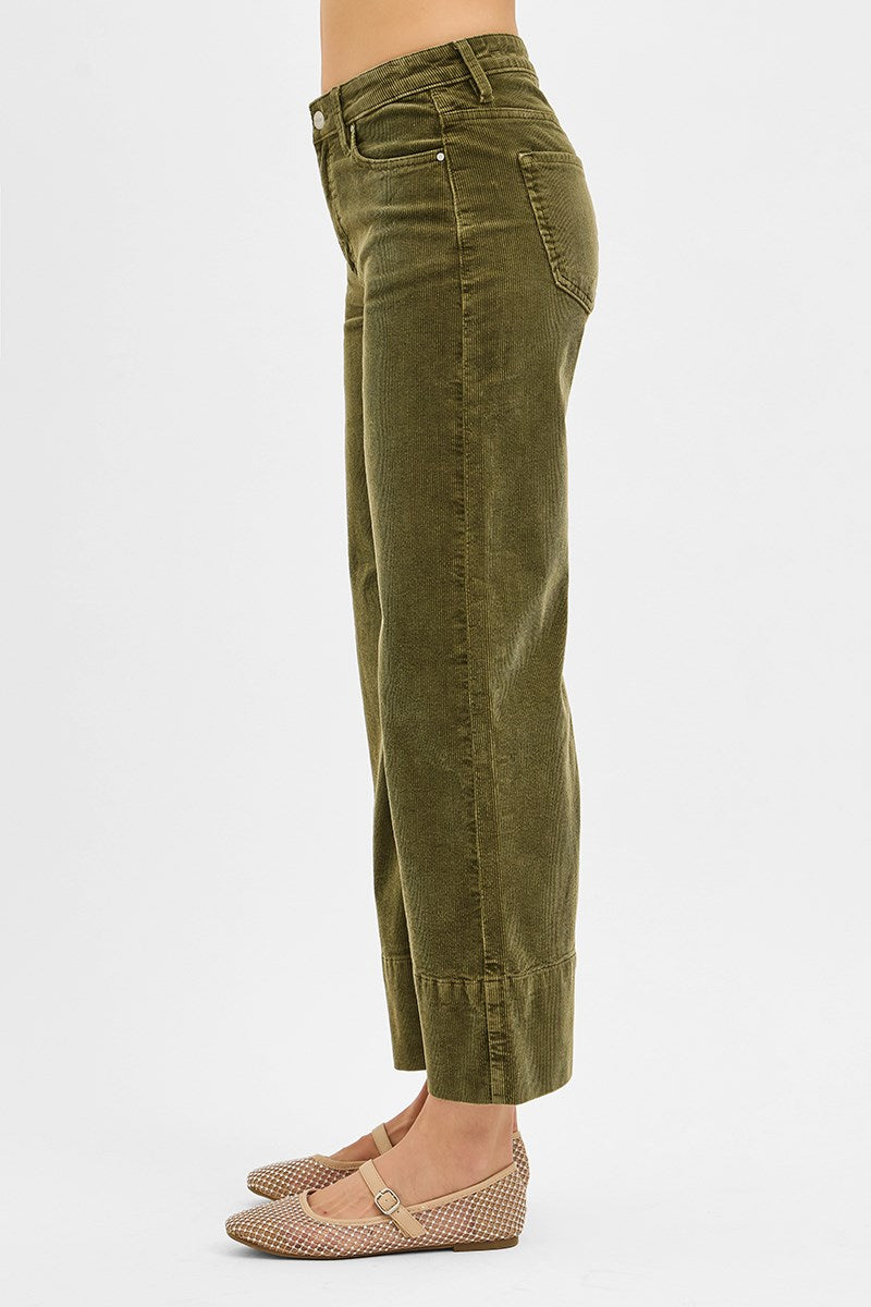 High Rise Crop Corduroy Pants