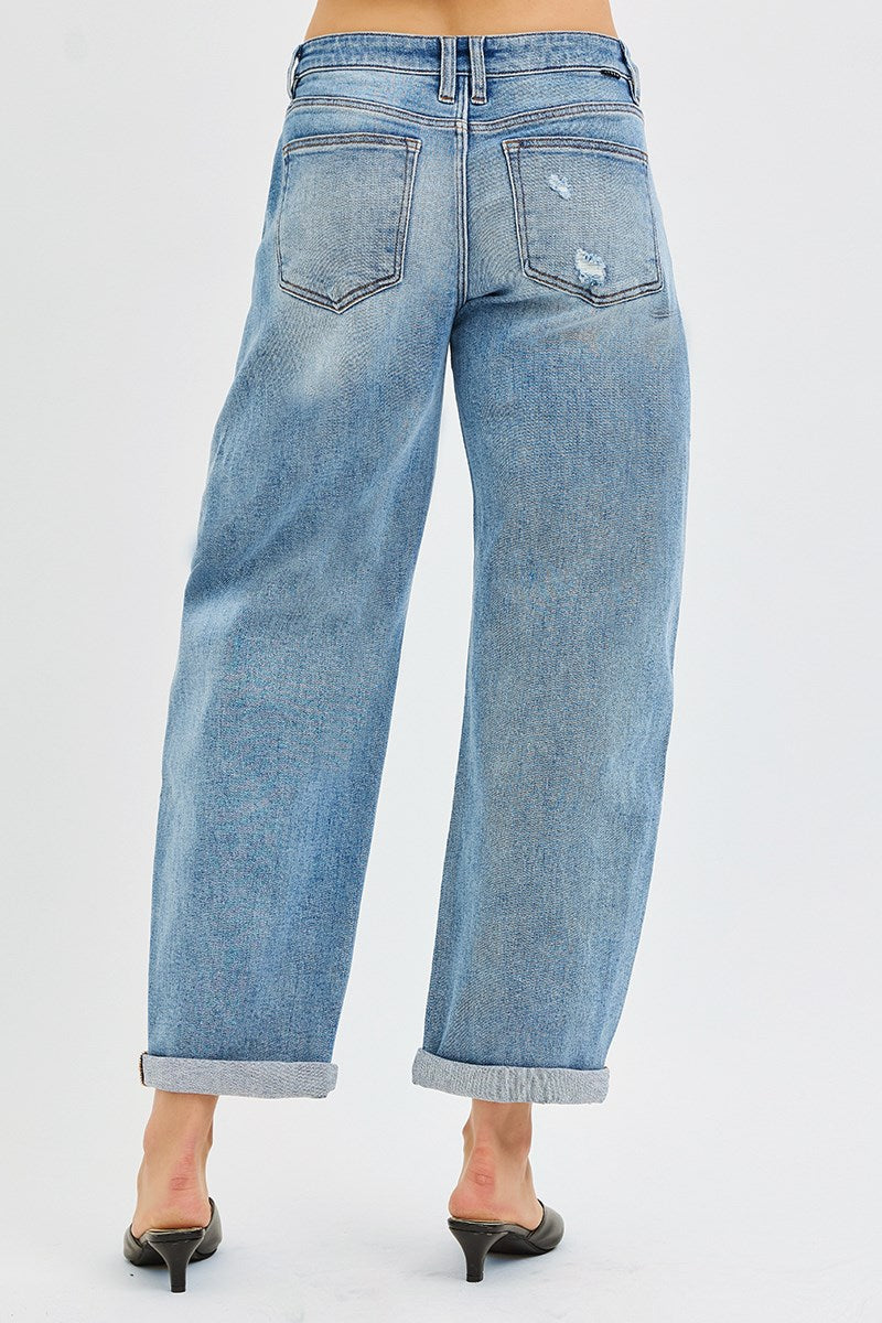 Risen Ankle Length Barrel Jeans