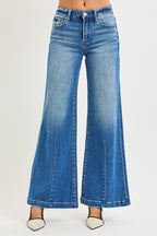 Risen Midrise Wide Leg Jeans