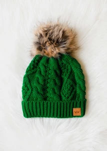 Classic Green Cable Knit Hat