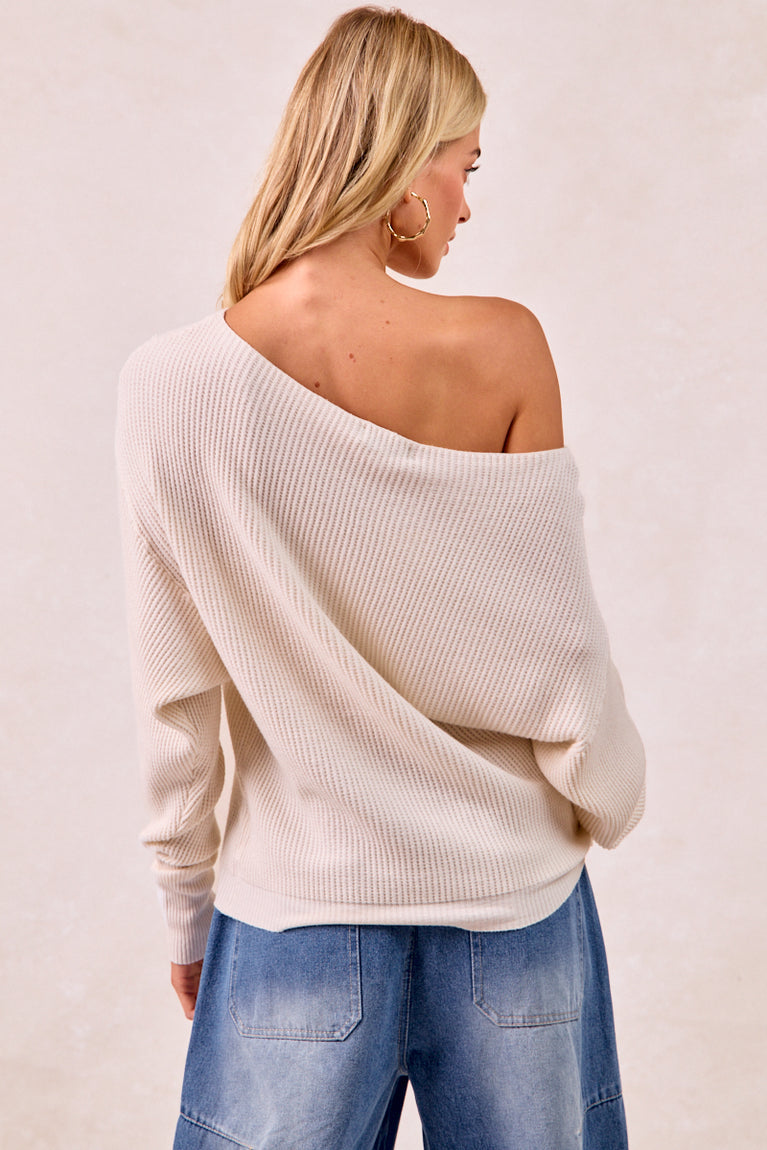Waffle Knit off the shoulder top