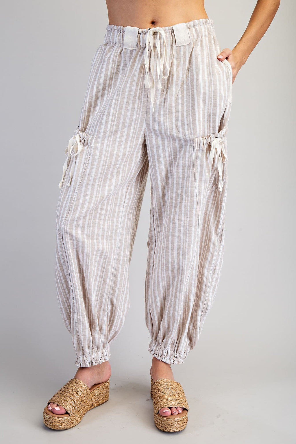 Washed Striped Jogger Pants