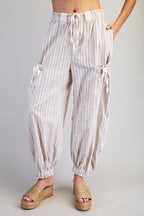 Washed Striped Jogger Pants