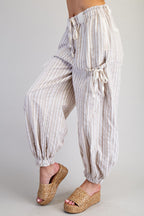 Washed Striped Jogger Pants