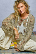 Star Crochet Hooded Top