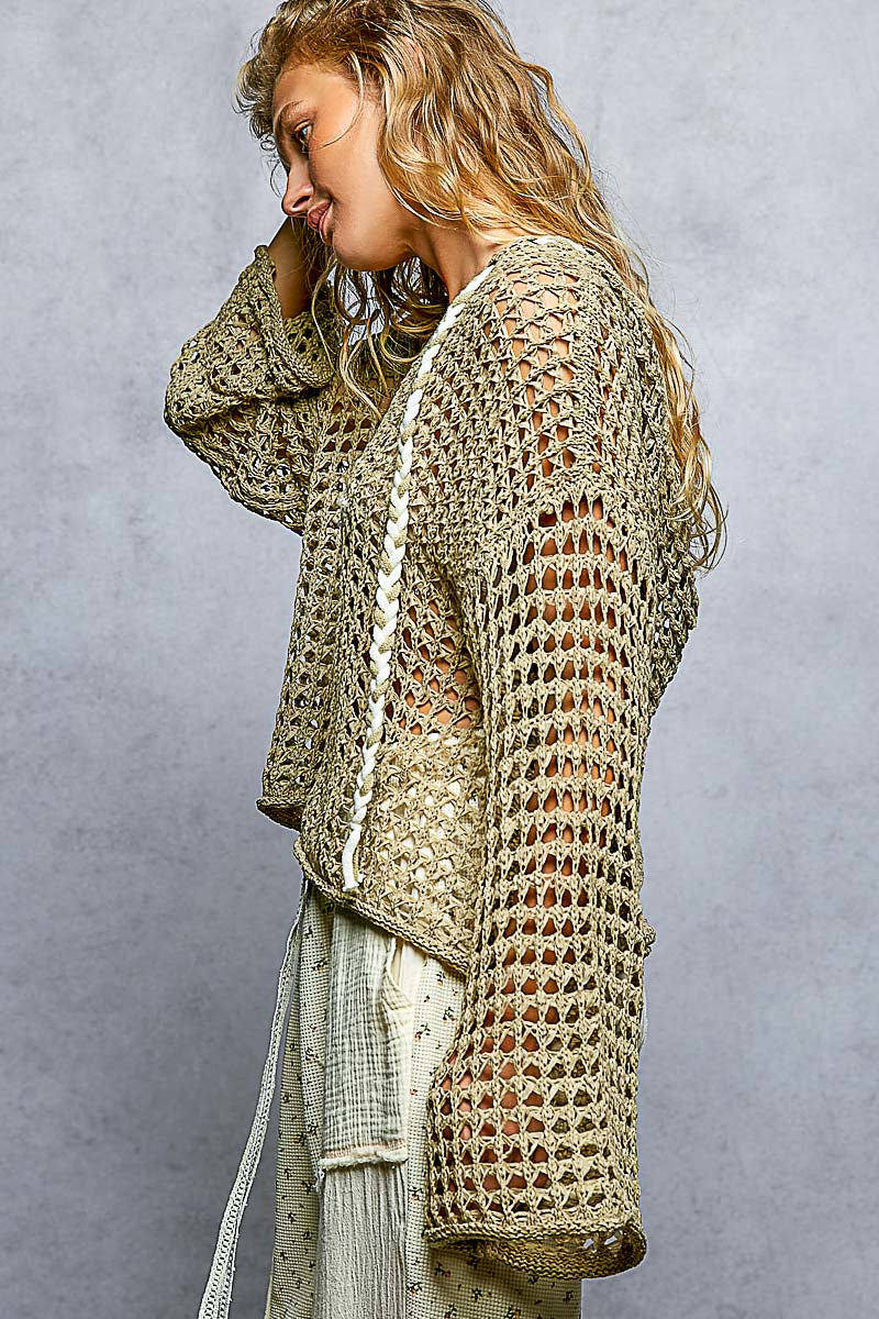 Star Crochet Hooded Top
