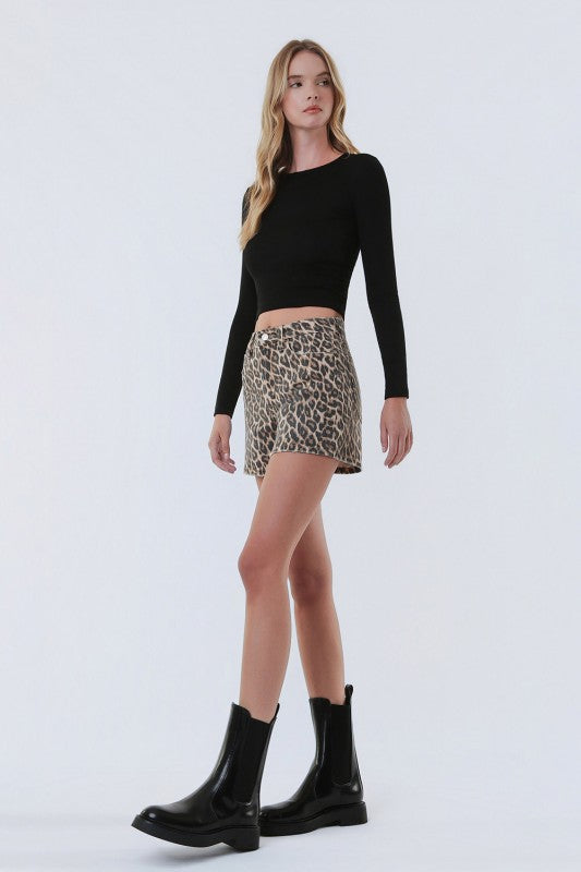 Vervet High Rise Leopard Print Shorts
