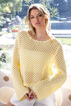 Crochet Open Knit Scallop Trim Sweater