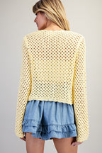 Crochet Open Knit Scallop Trim Sweater