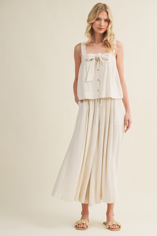 Front Tie Button Front Tank Top