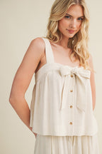 Front Tie Button Front Tank Top