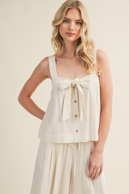 Front Tie Button Front Tank Top
