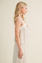 Front Tie Button Front Tank Top