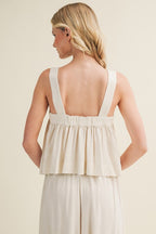 Front Tie Button Front Tank Top