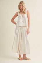 Front Tie Button Front Tank Top