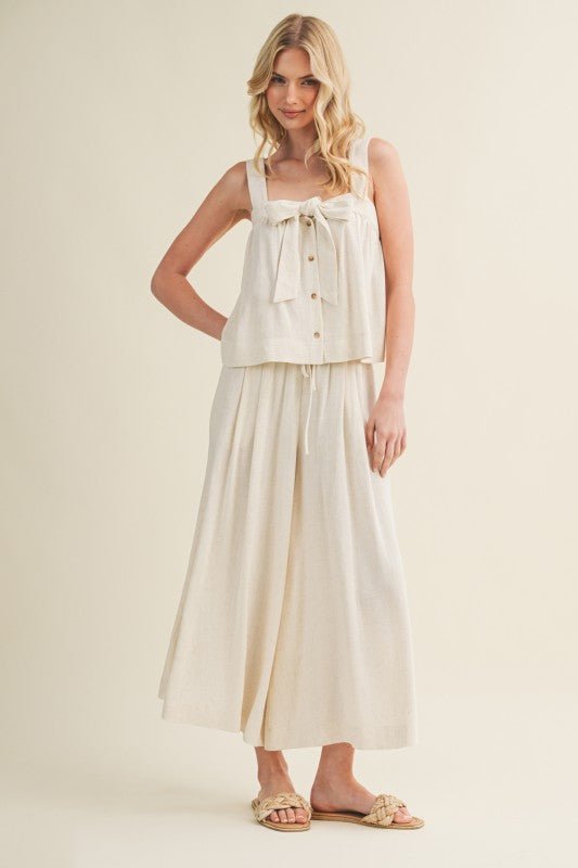 Front Tie Button Front Tank Top