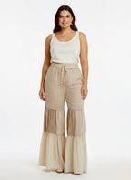 Mixed Pattern Ruffle Pants