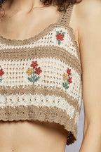Knit Embroidered Cropped Tank