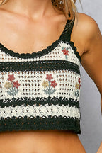 Knit Embroidered Cropped Tank