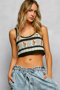 Knit Embroidered Cropped Tank