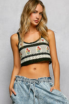 Knit Embroidered Cropped Tank