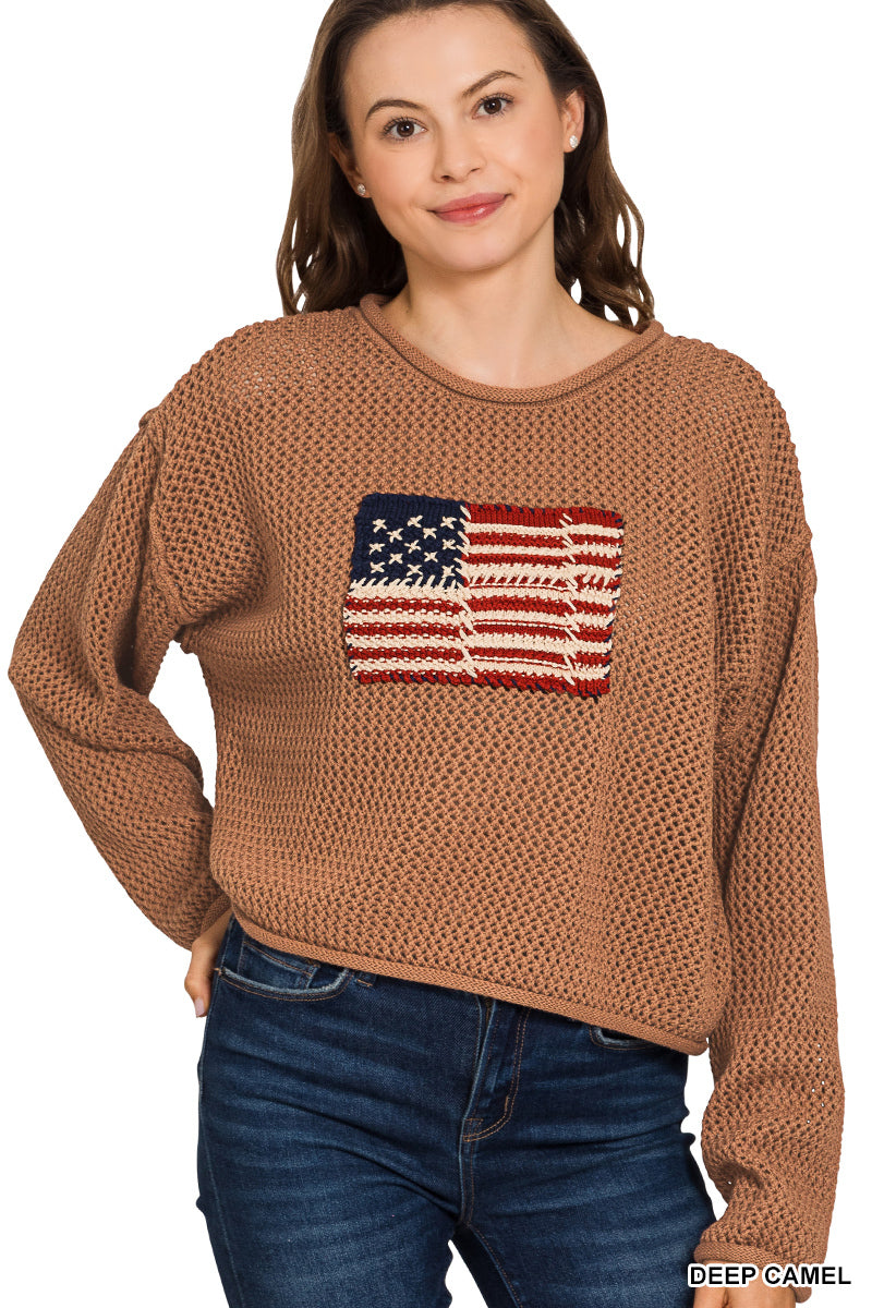 American Flag Crochet Sweater