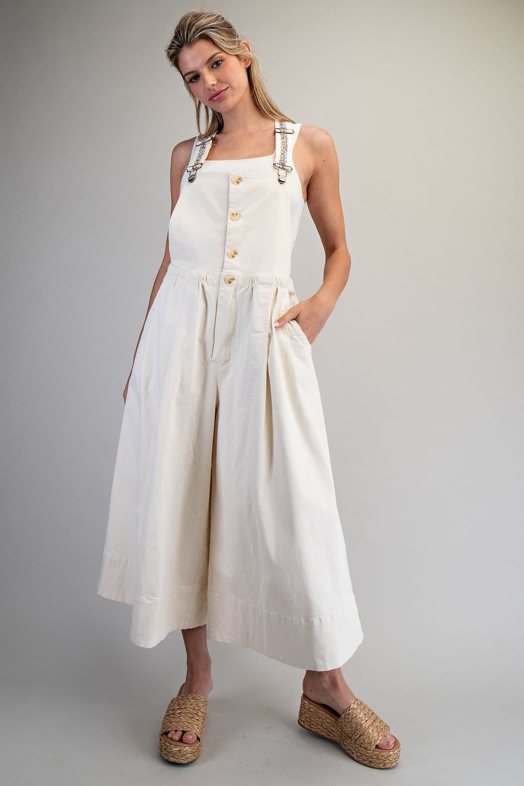 Mineral Washed Wideleg Overalls