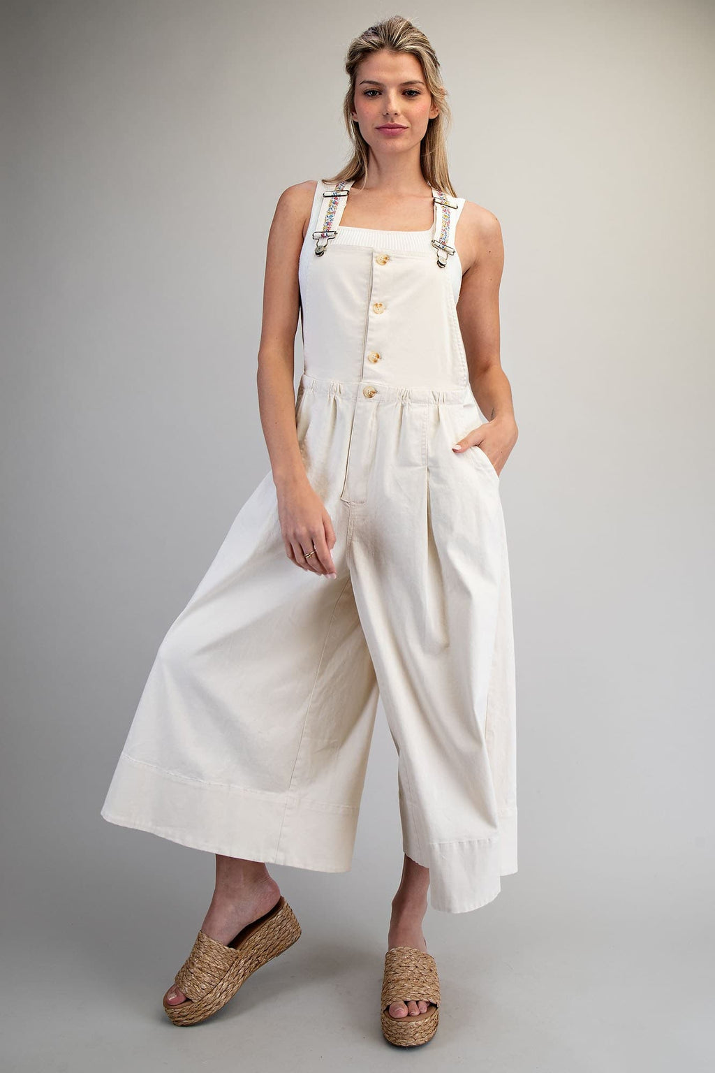 Mineral Washed Wideleg Overalls
