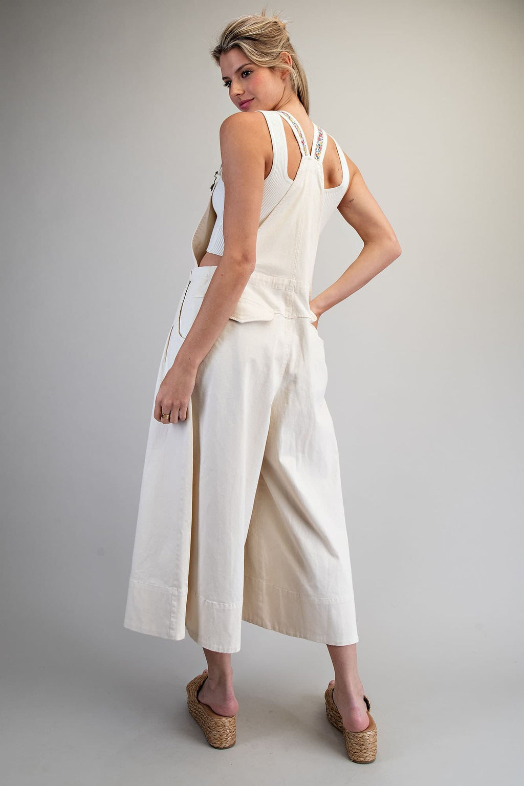 Mineral Washed Wideleg Overalls