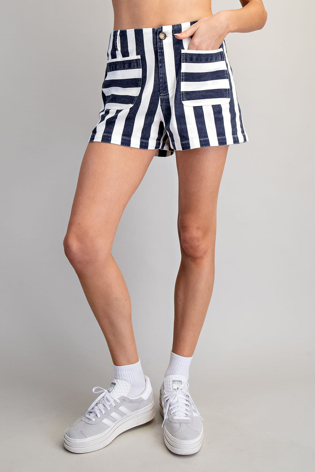 Mineral Washed Striped Shorts