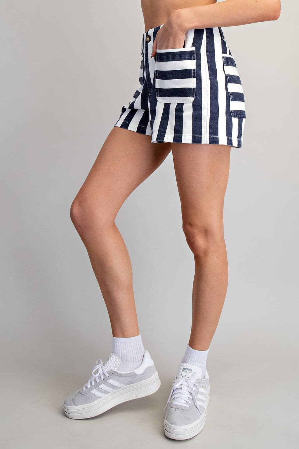 Mineral Washed Striped Shorts