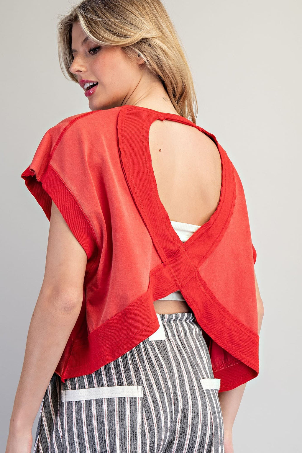 Mineral washed open back top