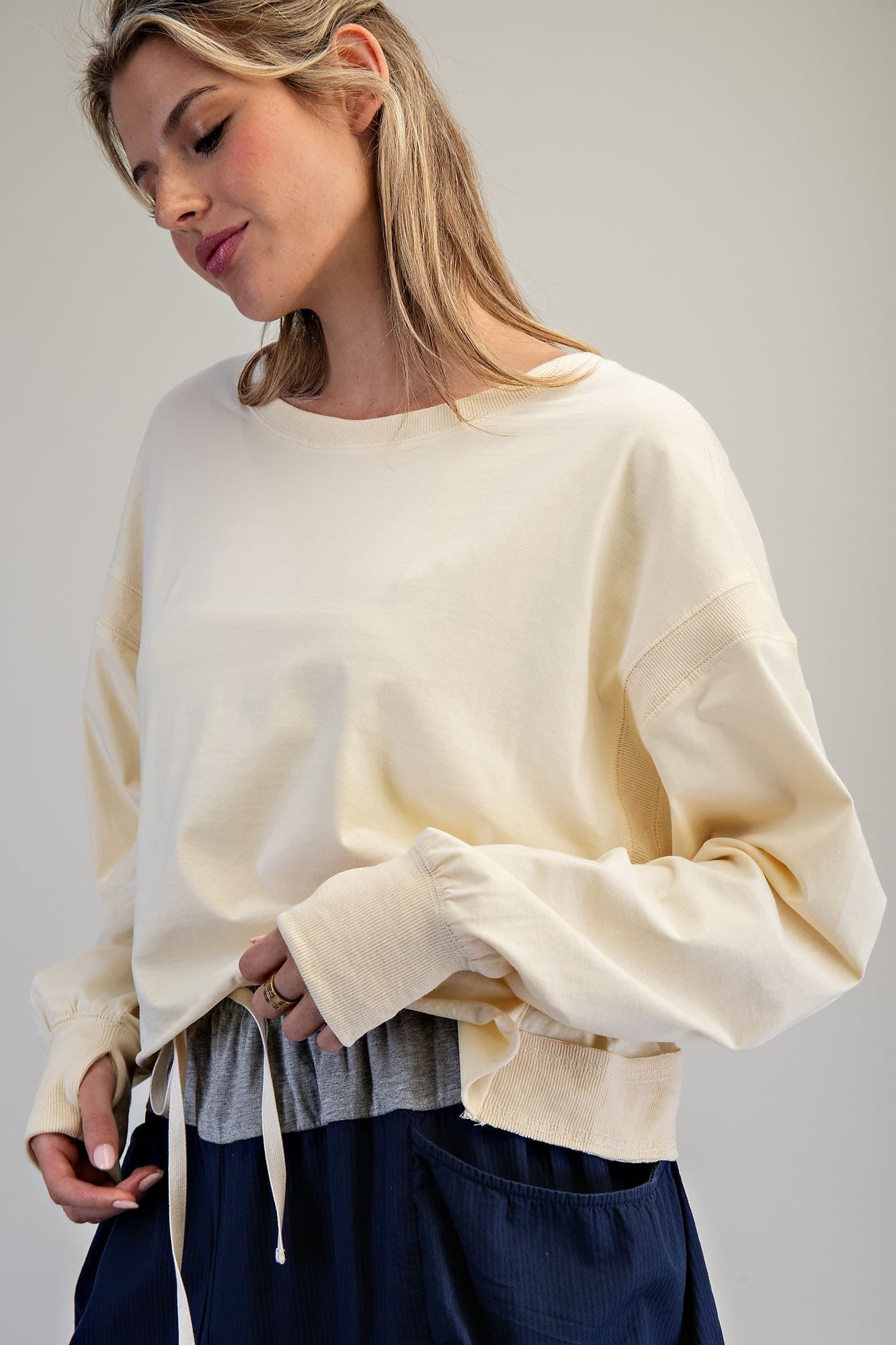 L/S Mineral Washed open back top