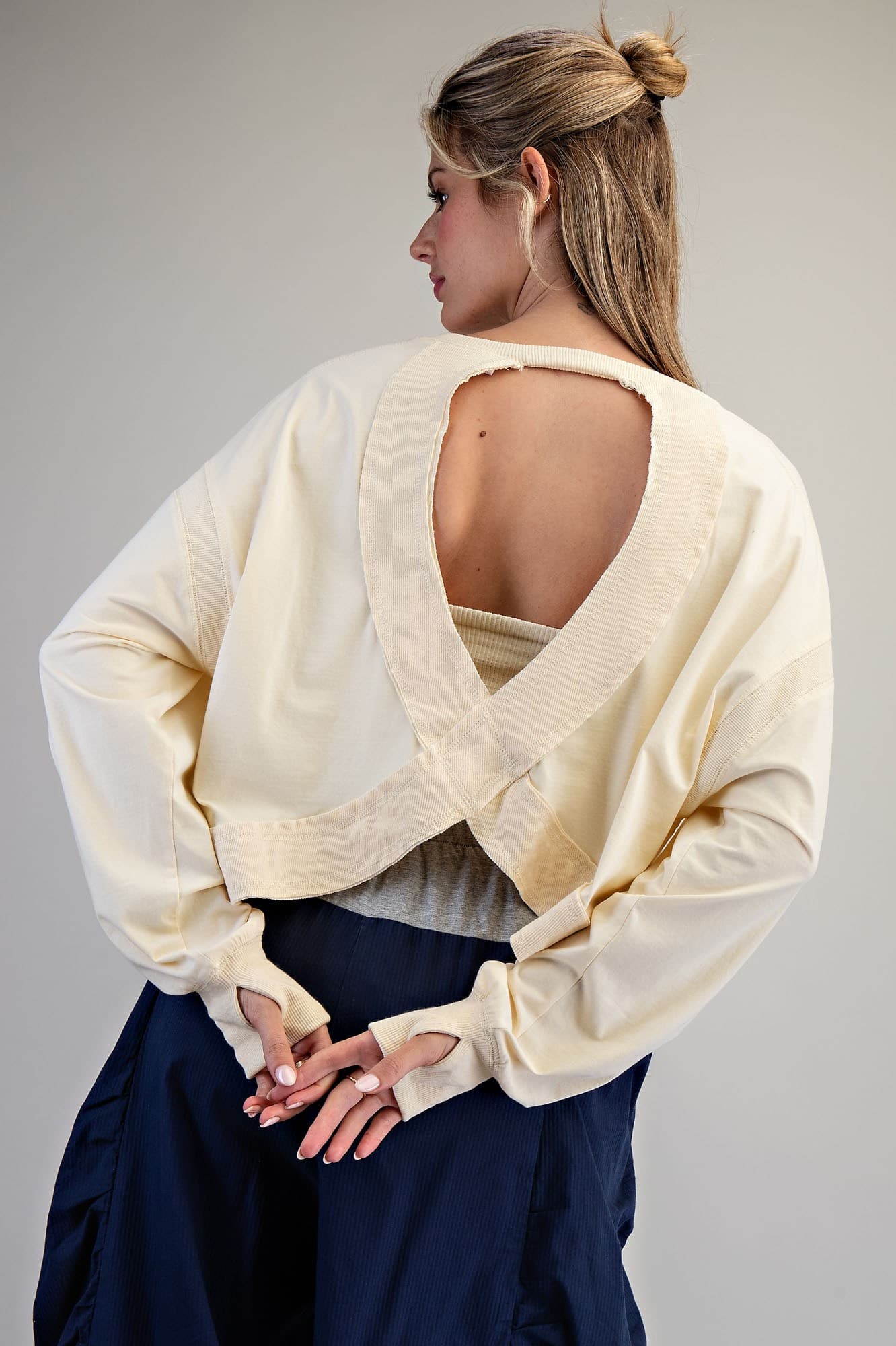 L/S Mineral Washed open back top