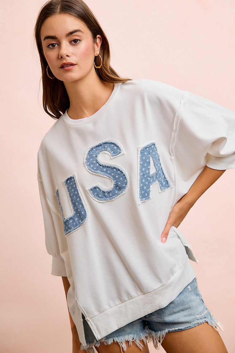 USA Patchwork Terry Top