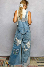 Patchwork Denim Overalls