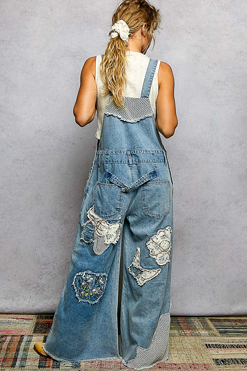 Patchwork Denim Overalls