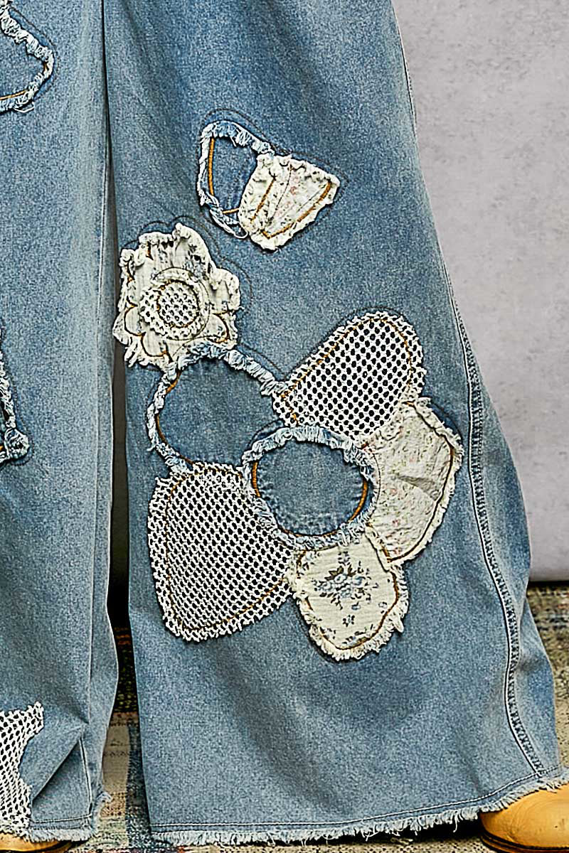 Patchwork Denim Overalls