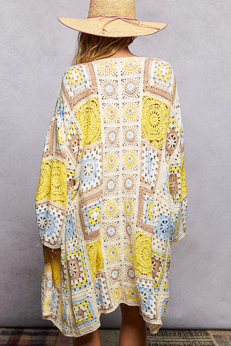 Yellow Multi Crochet Cardigan