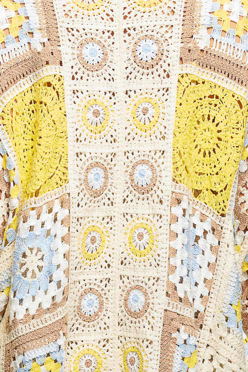 Yellow Multi Crochet Cardigan