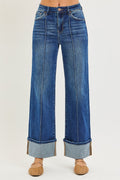 Risen High Rise Pintucked Cuffed Jeans