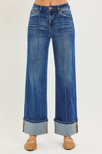 Risen High Rise Pintucked Cuffed Jeans
